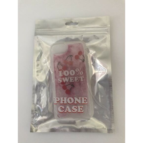 Clear Glittery Liquid Cherries 100% Sweet iPhone Case iPhone 6, 7, 8, 9, 10, 11 - Picture 2 of 4